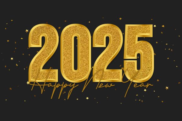 2025 New Year, Golden Glitter Confetti