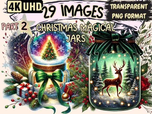Christmas Magical Jars Clipart P2