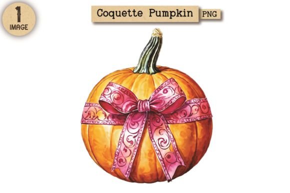 Coquette Pumpkin PNG Clipart 6: A Versatile Fall Design for Creative Projects
