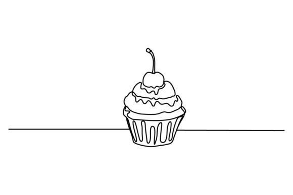 Cupcake One Continuous Line: A Unique Design Concept for Restaurant Food Menus