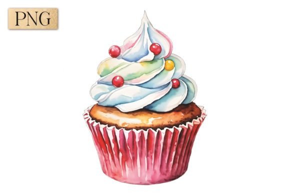 Cupcake Watercolor PNG Clipart 2: A Versatile and Elegant Design Element