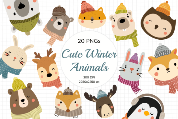 Cute Winter Animals Clipart for Creative Projects