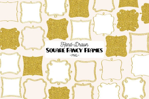Fancy Gold Glitter Square Frames for Creative Projects
