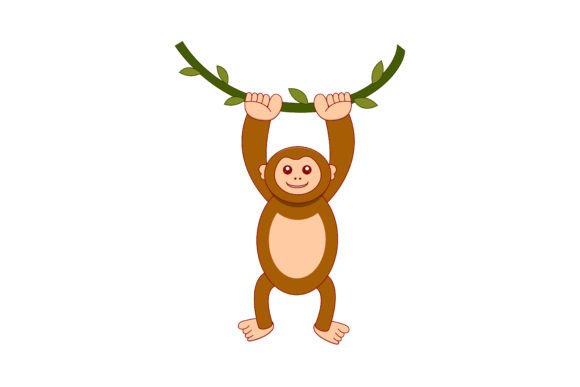 Monkey Hanging - Cute Cartoon Monkey: A Versatile Design Asset