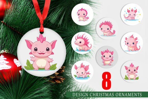 Ornament Pink Axolotl Valentine