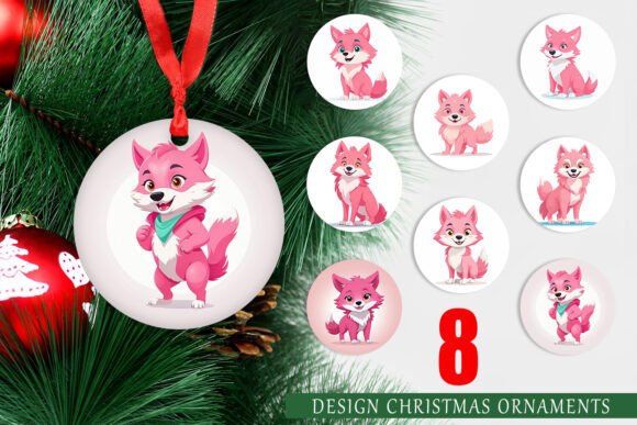 Ornament Pink Wolf Valentine: A Festive and Versatile Design for Christmas Decor