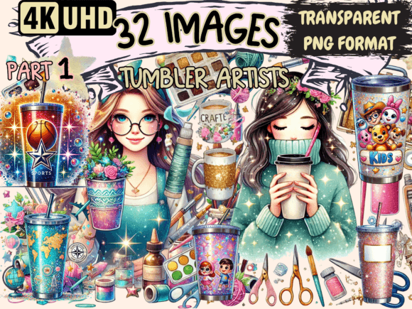 Tumbler Artists Clipart P1: A Creative Resource for Digital and Print Projects