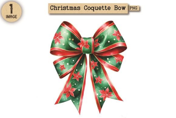 Vintage Christmas Coquette Bow PNG 20