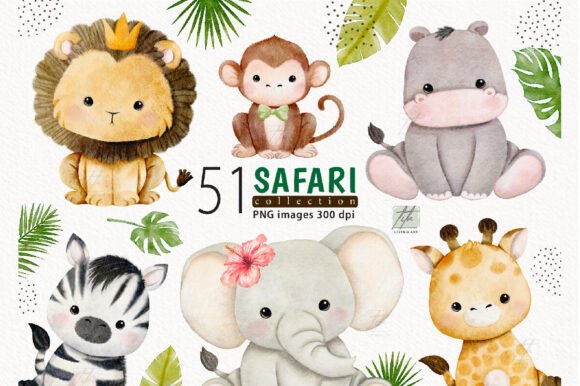 Watercolor Safari Clipart for Creative Projects and Decor