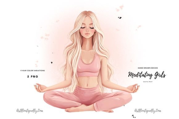 Yoga Meditating Girl Clipart